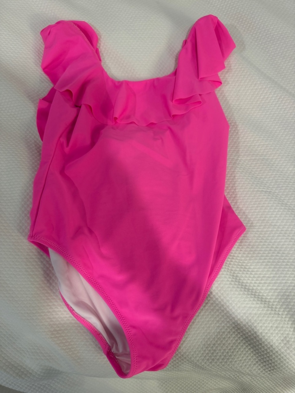 Girls Stella Cove Bright Hot Pink Ruffle One-Piece Swimsuit